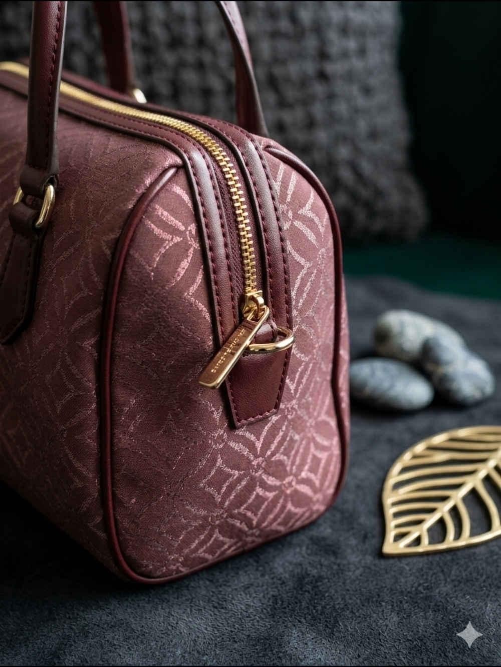 Michael Kors Travel Medium Duffle Satchel - Oxblood Multi Logo (NWT) - Picture 3 of 11